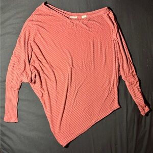 Women's Ribbed Asymmetrical Top - Pink